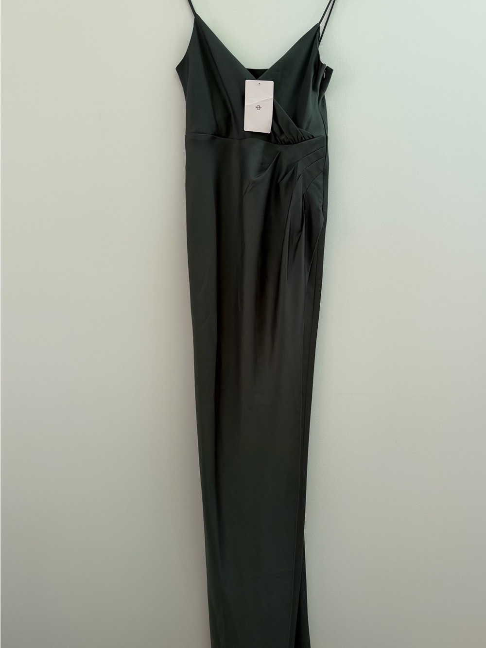 NWT Anthropologie BHLDN Freya Satin Charmeuse Maxi Dress Gray Green Gown 4 - Picture 2 of 16